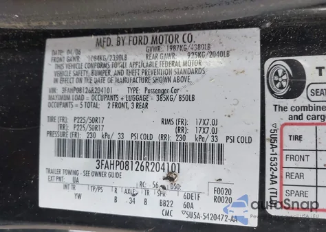 2006 Ford Fusion Sel from USA, damaged, VIN 3FAHP08126R204101